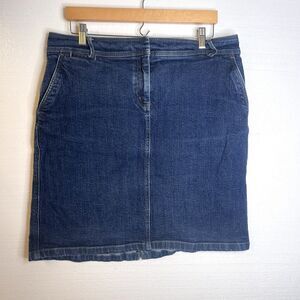 Lands End Dark Wash Knee Length Blue Jean Denim Skit size 14